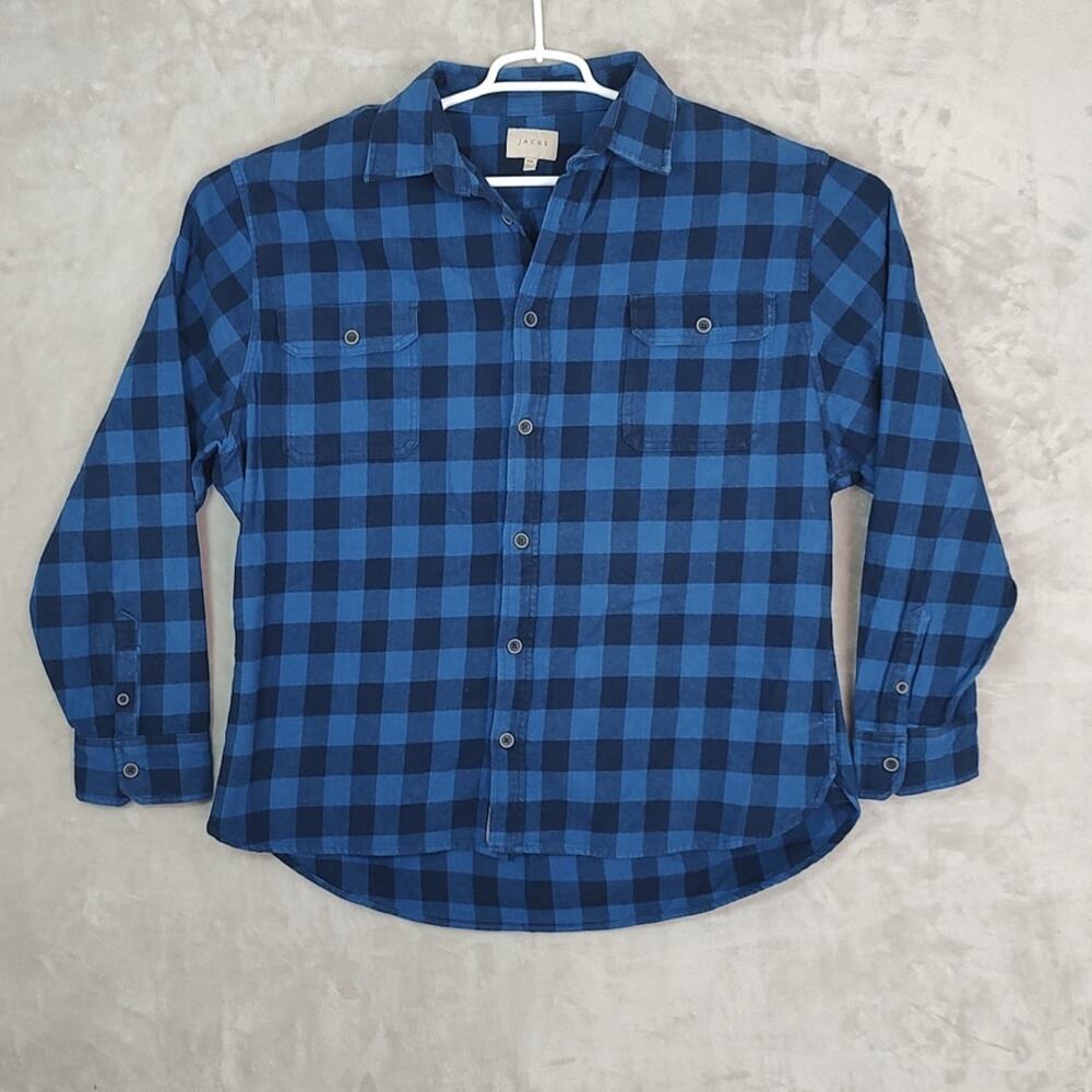 Jachs Men's Flannel Shirt Size XXL Buffalo Check Blue Black 100% Cotton Pockets